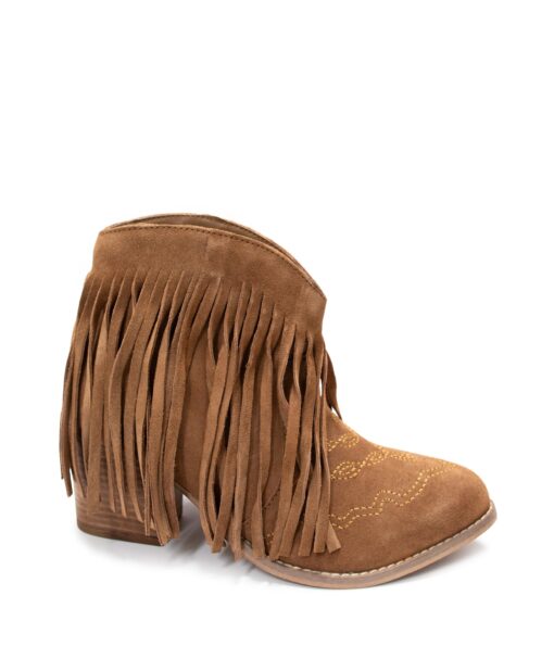 Amos Fringe Ankle Bootie in Tan Suede Ave Shops